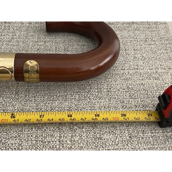 Vintage Yves St Laurent Opium for Men Push Button Umbrella with Wooden J Handle - Picture 15 of 16